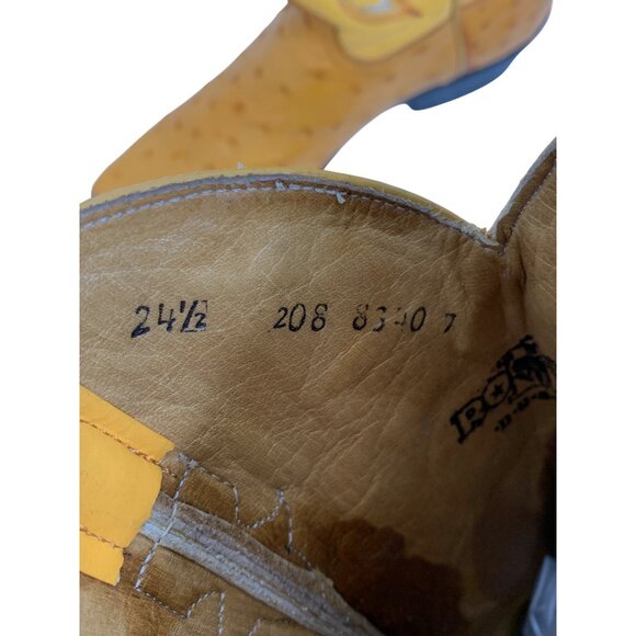 Unisex Ostrich Leather Cowboy Boots 24 1/2 Mex 7.5 W US 6 M US Rodeo Bravo - Picture 5 of 12